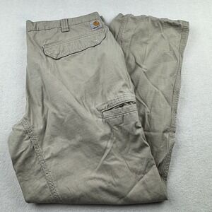 Carhartt Carpenter Denim Beige‎ Jeans Work Wear Relaxed Fit Rip Stop 38 x 32